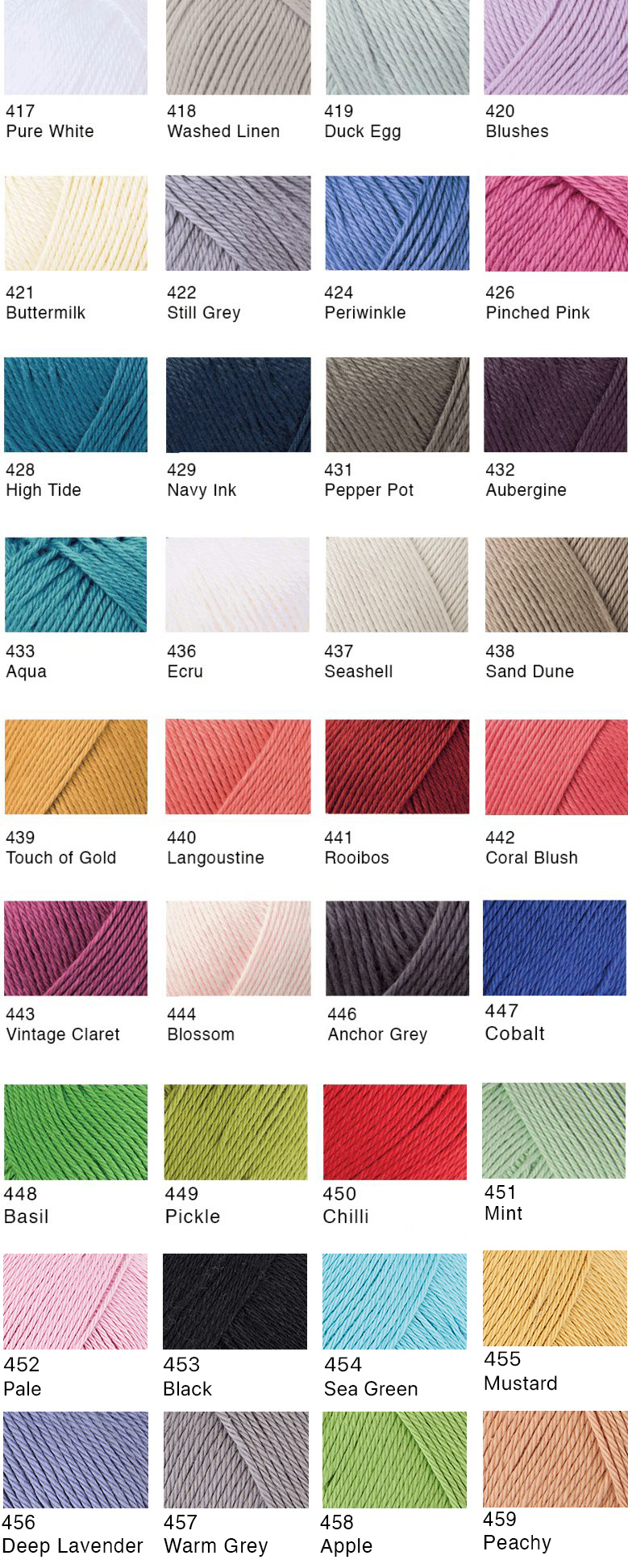 Rowan summerlite 4ply breigaren verkrijgbaar bij de Afstap Amsterdam shadecard