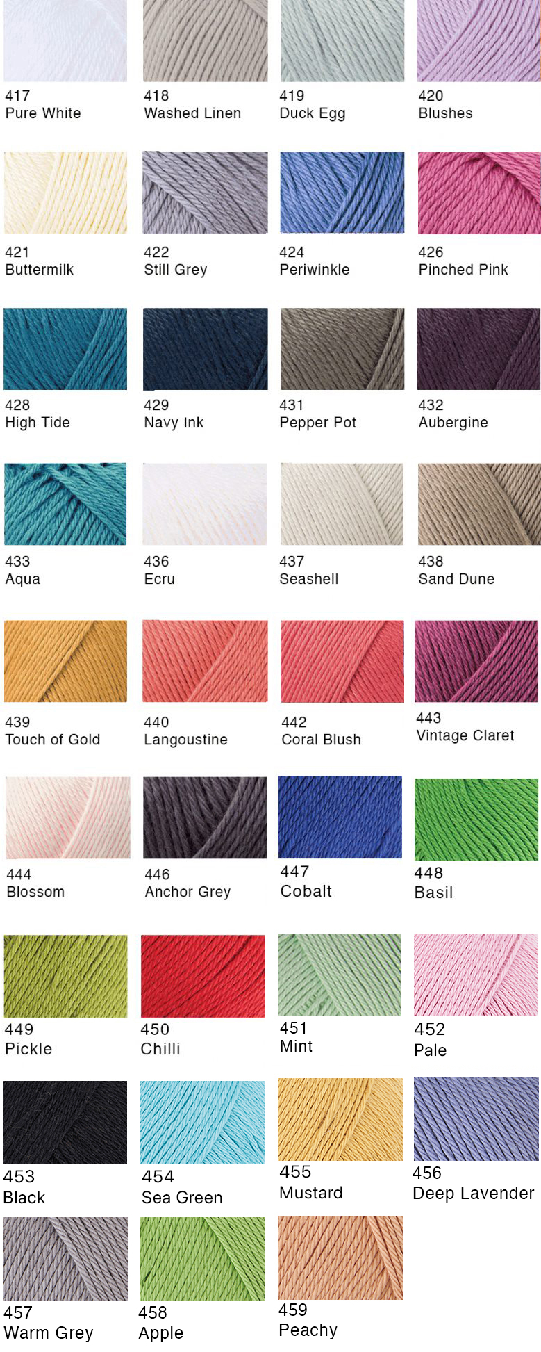 Rowan summerlite 4ply breigaren verkrijgbaar bij de Afstap Amsterdam shadecard