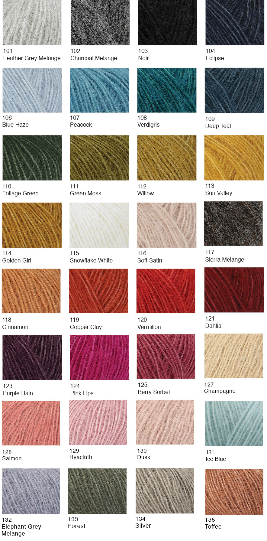 Rowan Alpaca Classic shadecard de afstap Amsterdam