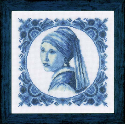 girl with the pearl cross stitch