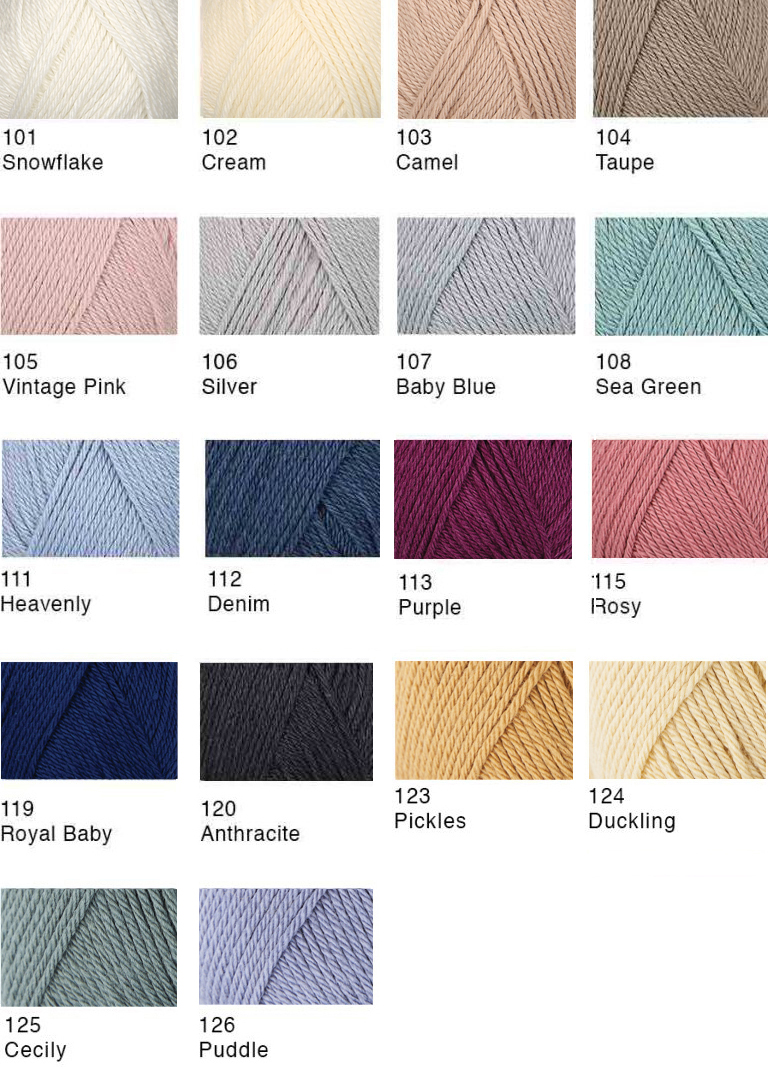 Rowan Baby Cashsoft Merino shadecard de afstap amsterdam