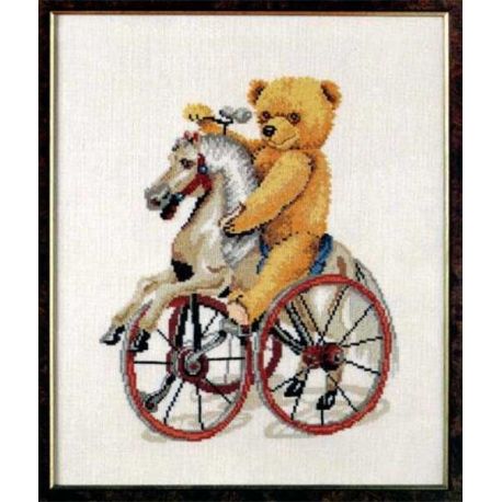 Paard en beer op fiets Oehlenschlager borduurpakket Art.nr: 42616