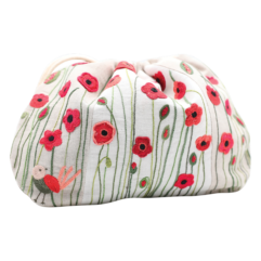 Pochon bicolore coquelicots