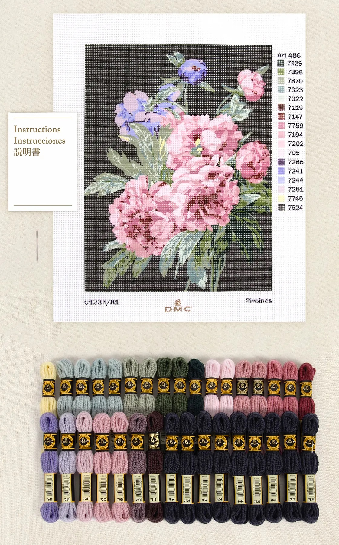 Peony Branches - Louvre Needlepoint Tapestry Kit